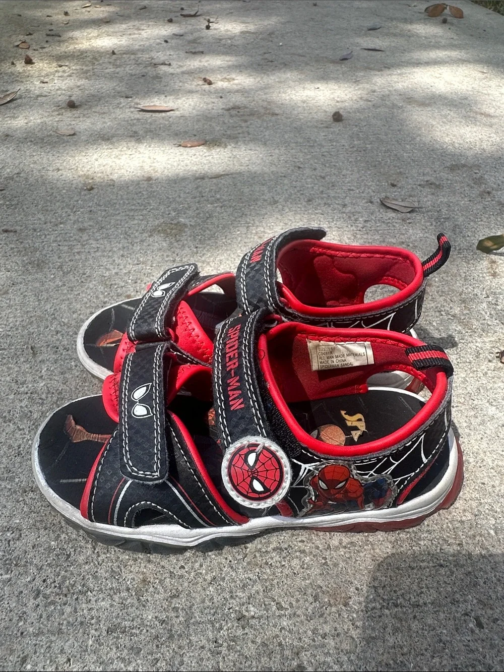 Spiderman Kids' Red and Black Light Up Sandals
